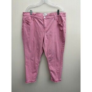 Womens Crown & Ivy Pink Denim Jeans High Rise Skinny Crop Stretch Size 18W